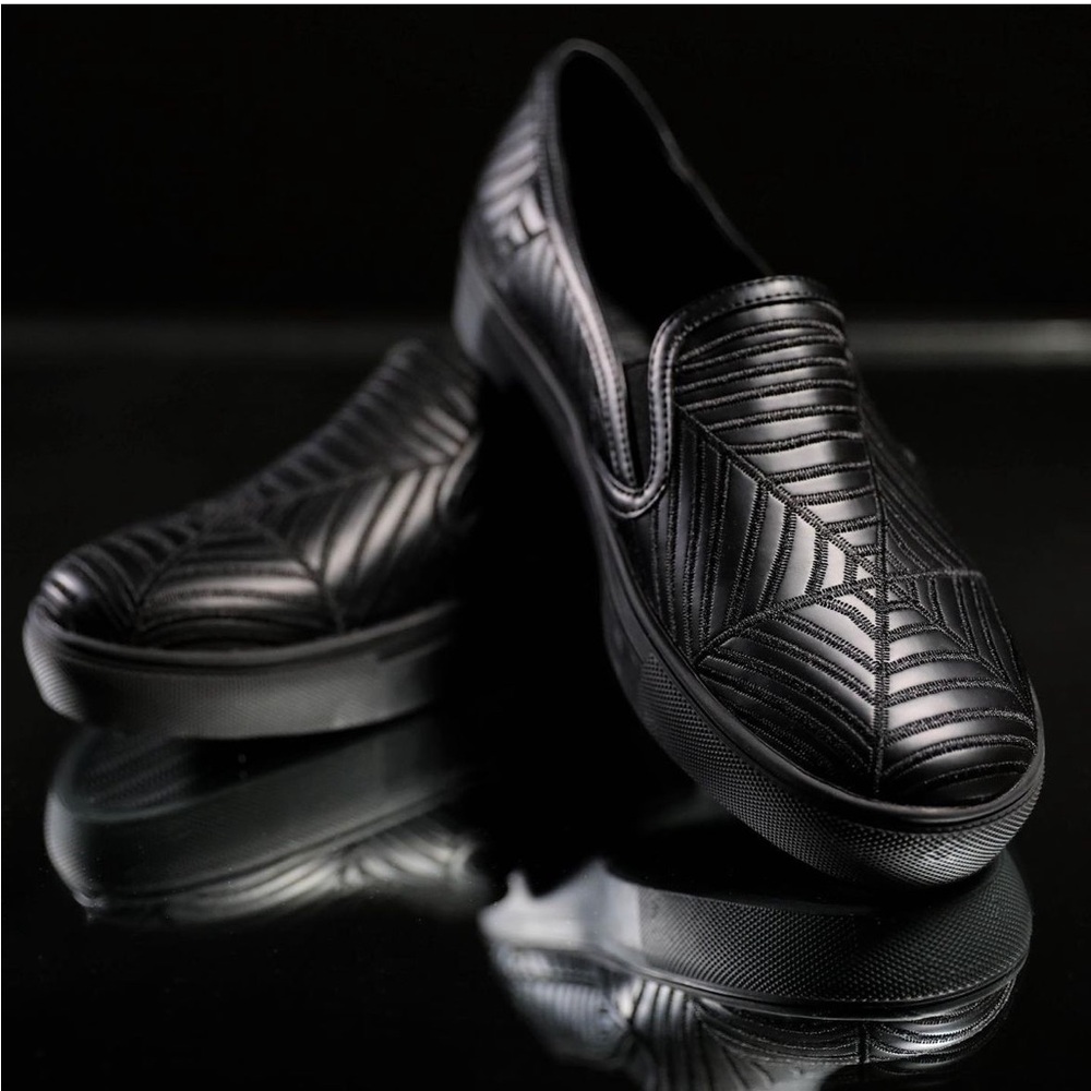 Black Spiderweb goth Quilted Slip-On Sneakers for Women